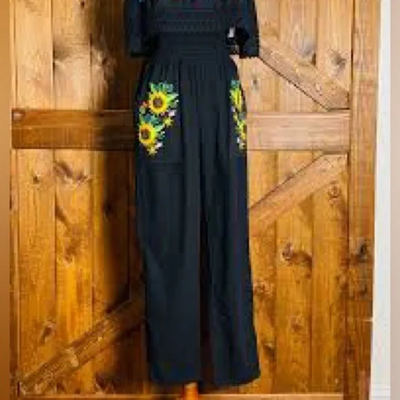 Kaktus,Fun, Funky,Firm Price,Beautifully Embroidered w/Vibrant Sunflowers,Size S - Picture 11 of 11